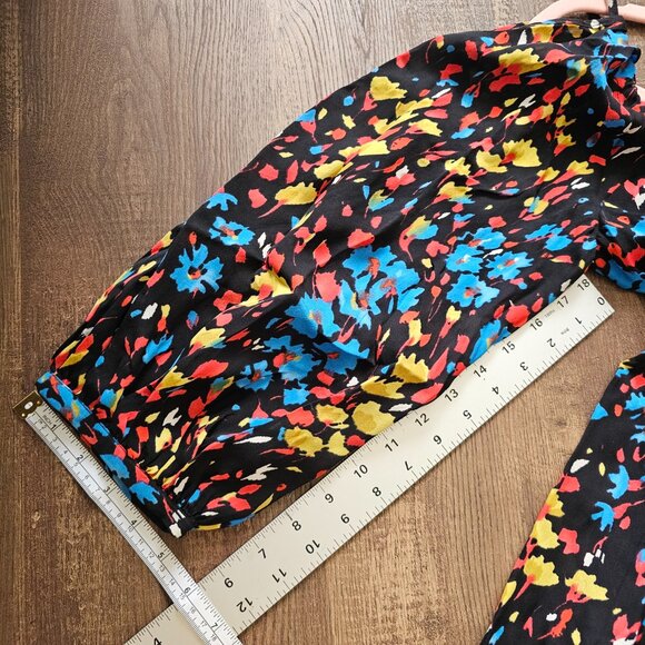 Parker Long Sleeve  Cold Shoulder 100% Silk Blouse Top S Floral - Picture 5 of 9
